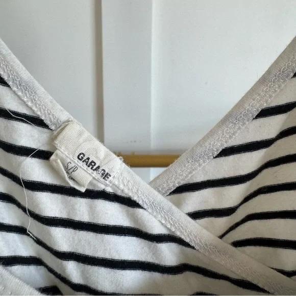 Garage Mini Dress Open Back Fit and Flare Black and White Stripes W Sz S - Picture 4 of 8